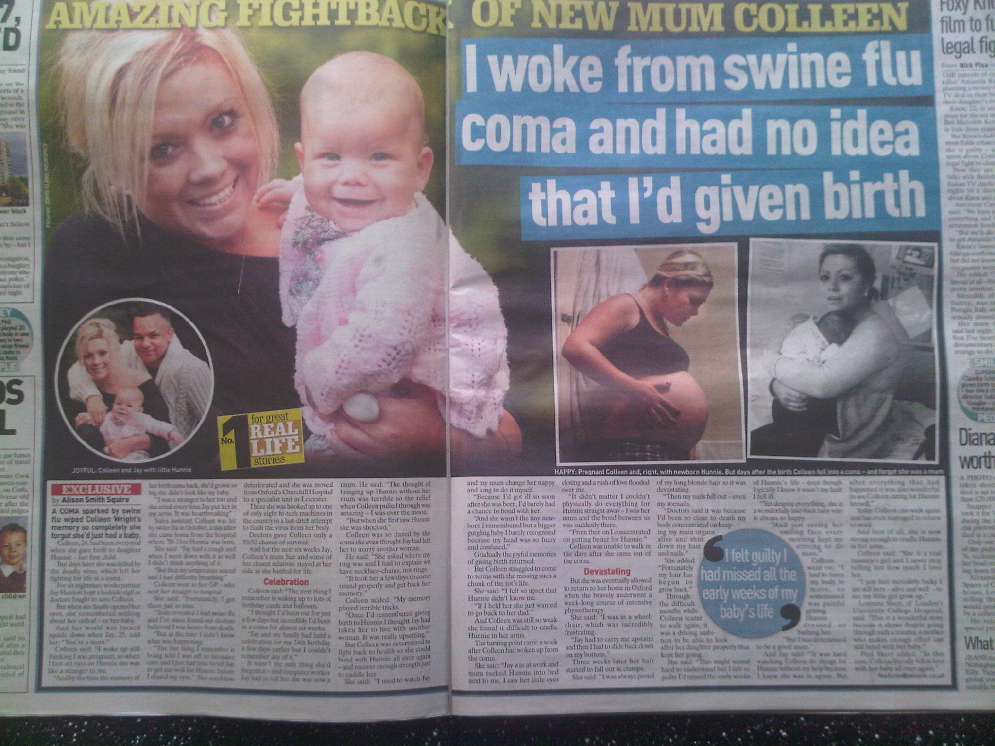 I woke from a coma and found I had a baby - sold to Sunday People
