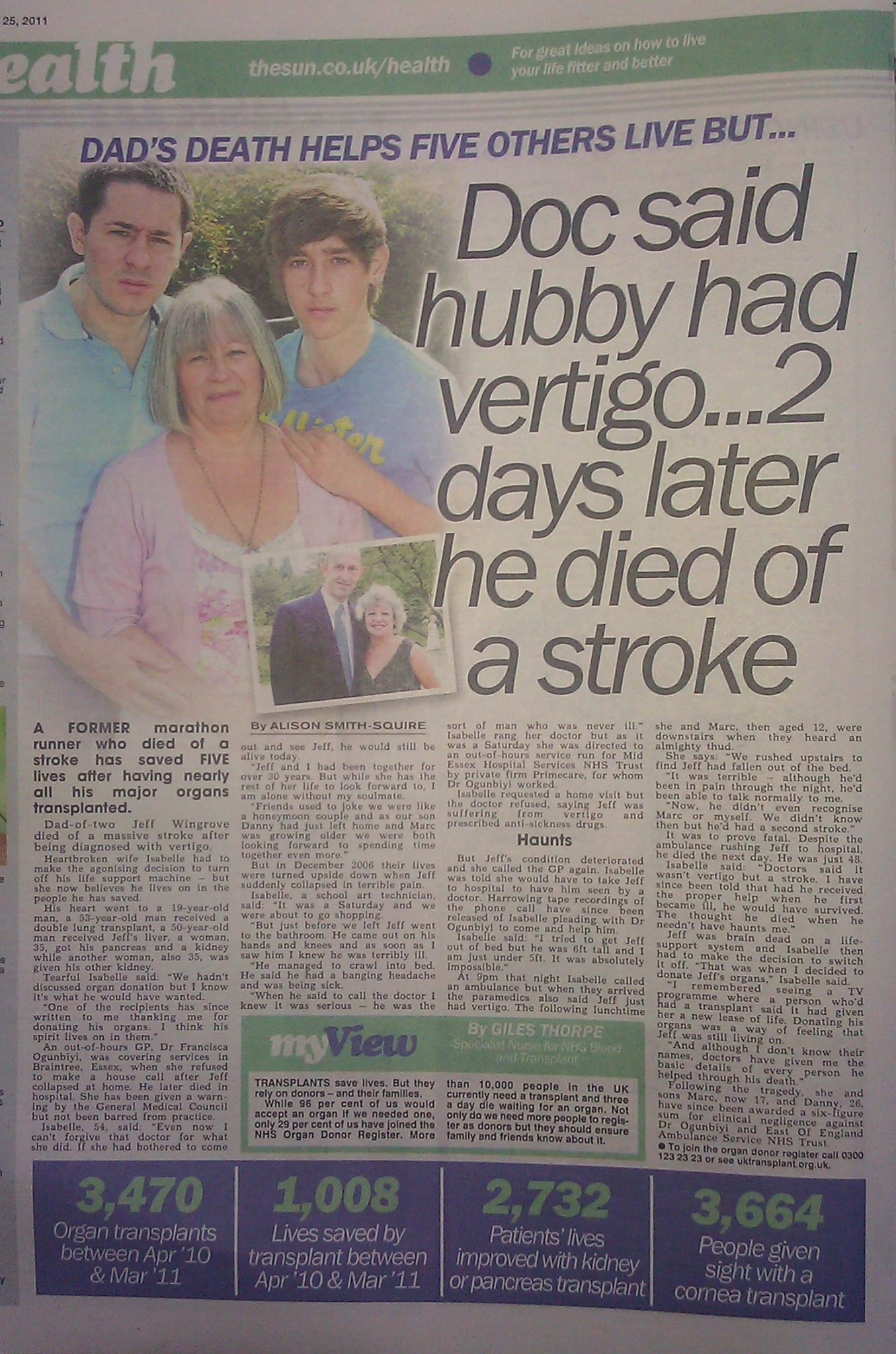 GP misdiagnosed my husband and he died ...