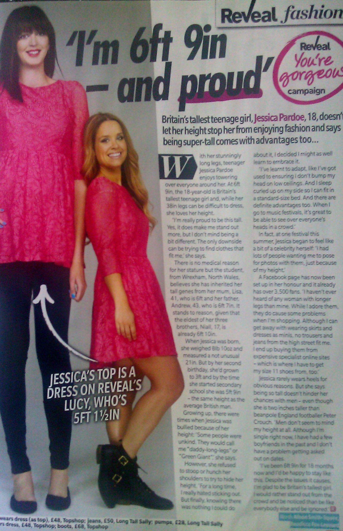 Stunning 6ft 9" Jessica Pardoe in Reveal magazine...