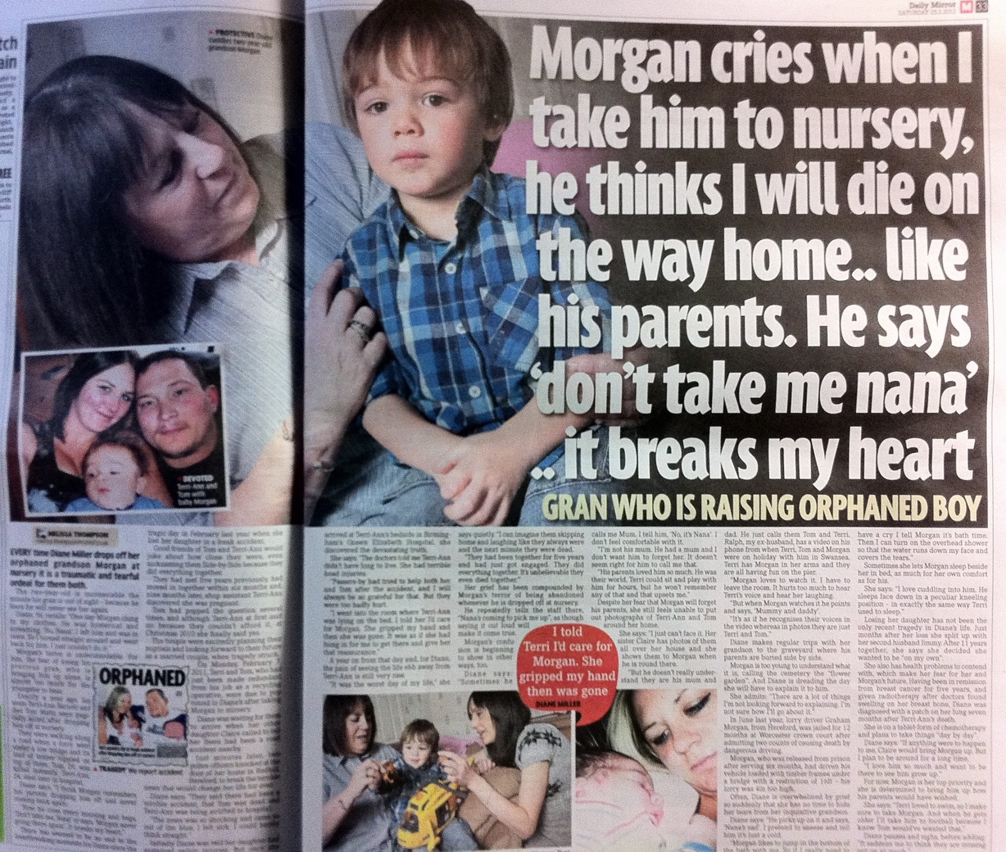 Diane Miller and Morgan's Story Appears in the Daily Mirror