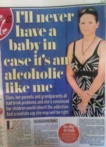 Alcoholic story, Daily Mail 