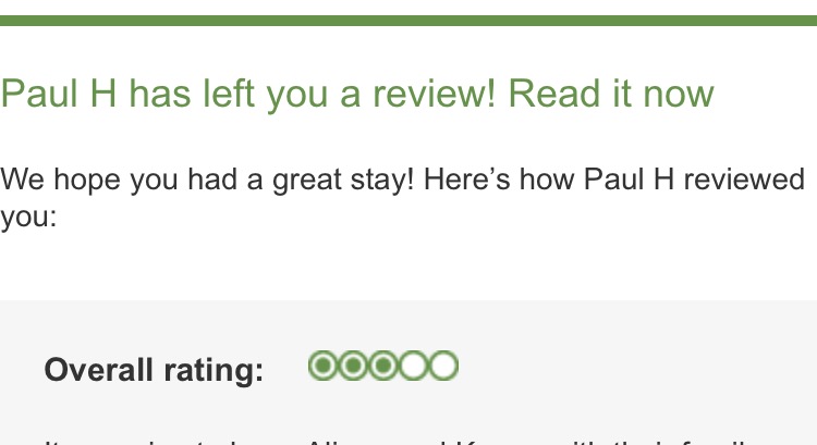 Three star guest review by ower